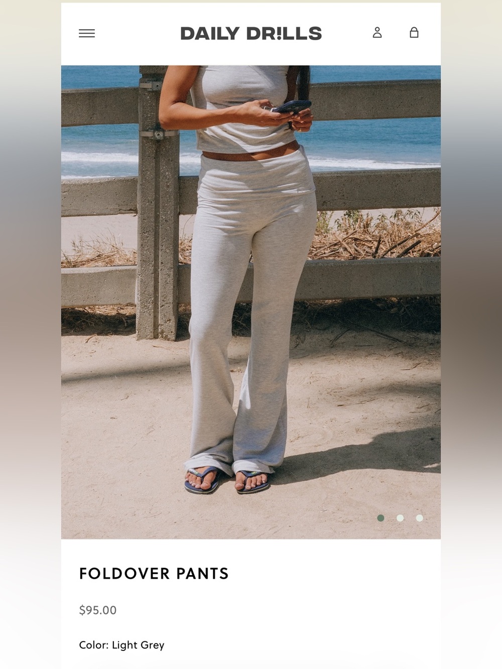 Daily Drills Light Grey Foldover Pants L